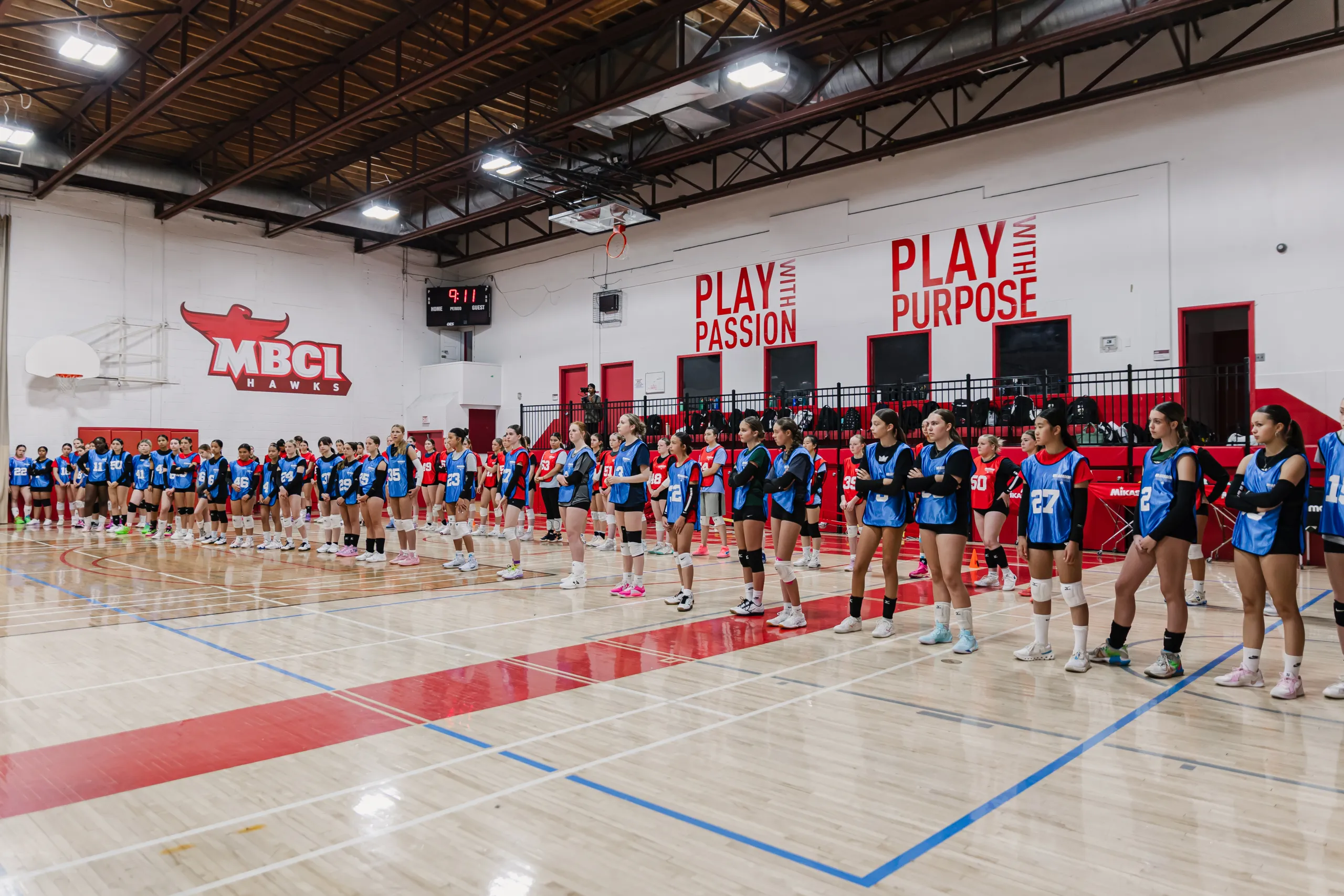 Athletes trying out at a Vision Elite Academy session